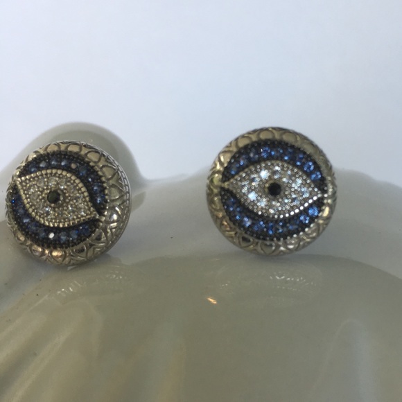 NWT Sterling Silver Evil Eye Stud Earrings - Picture 2 of 5